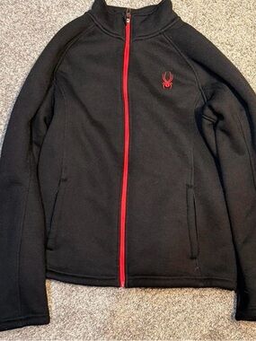 Spyder Men’s Black Jacket with Red Zip and Logo